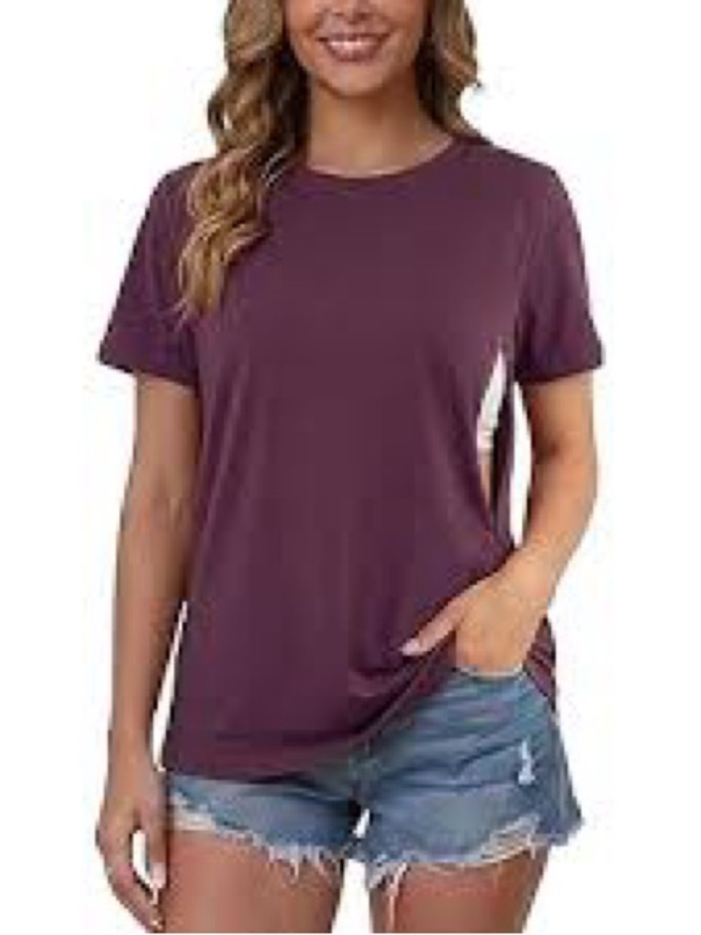 Women's Maternity Nursing Short Sleeve Top in Plum